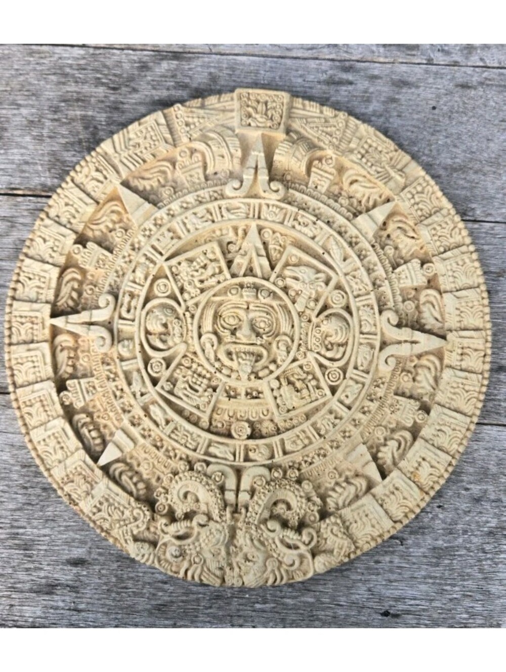 Terracotta Aztec Mayan Calendar Wall Plaque Sun Stone Home Garden Ornament 12"